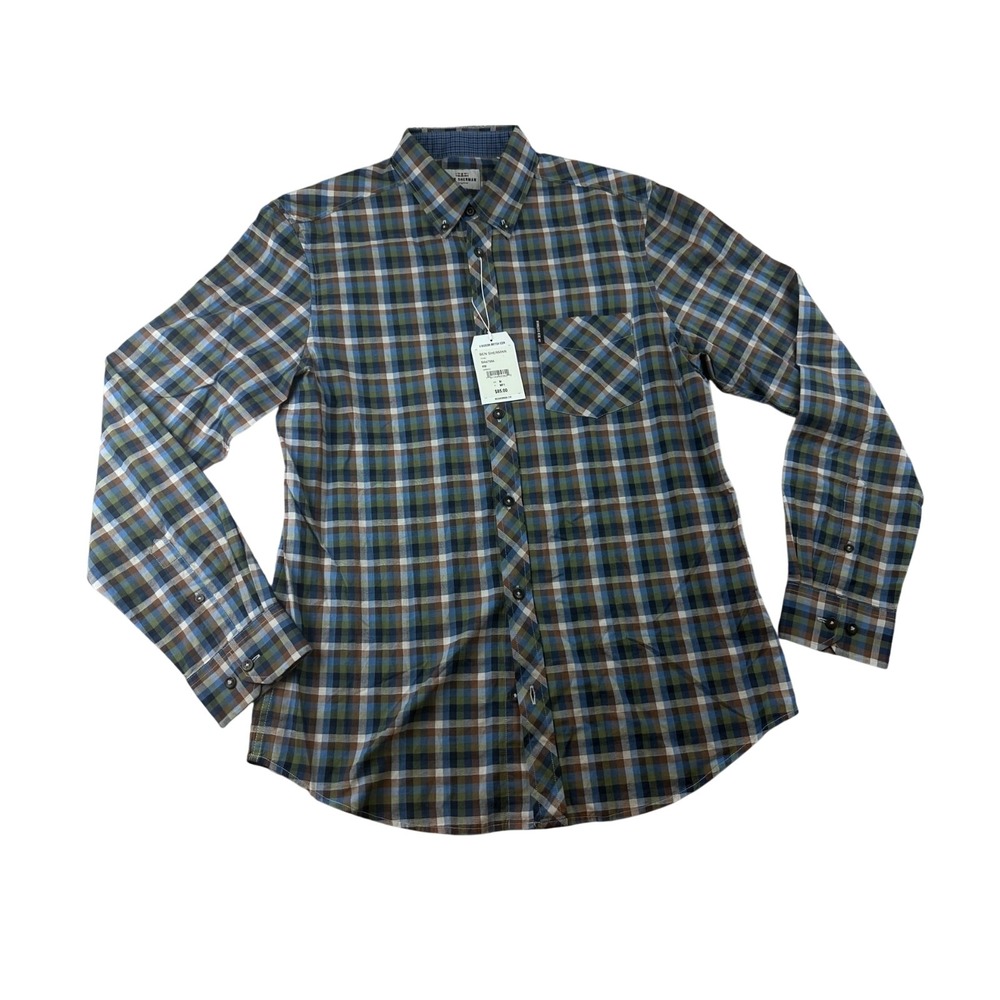 Ben Sherman Button-Down Shirt Men M Green MF1 Plaid MA47984 British Preppy Mod